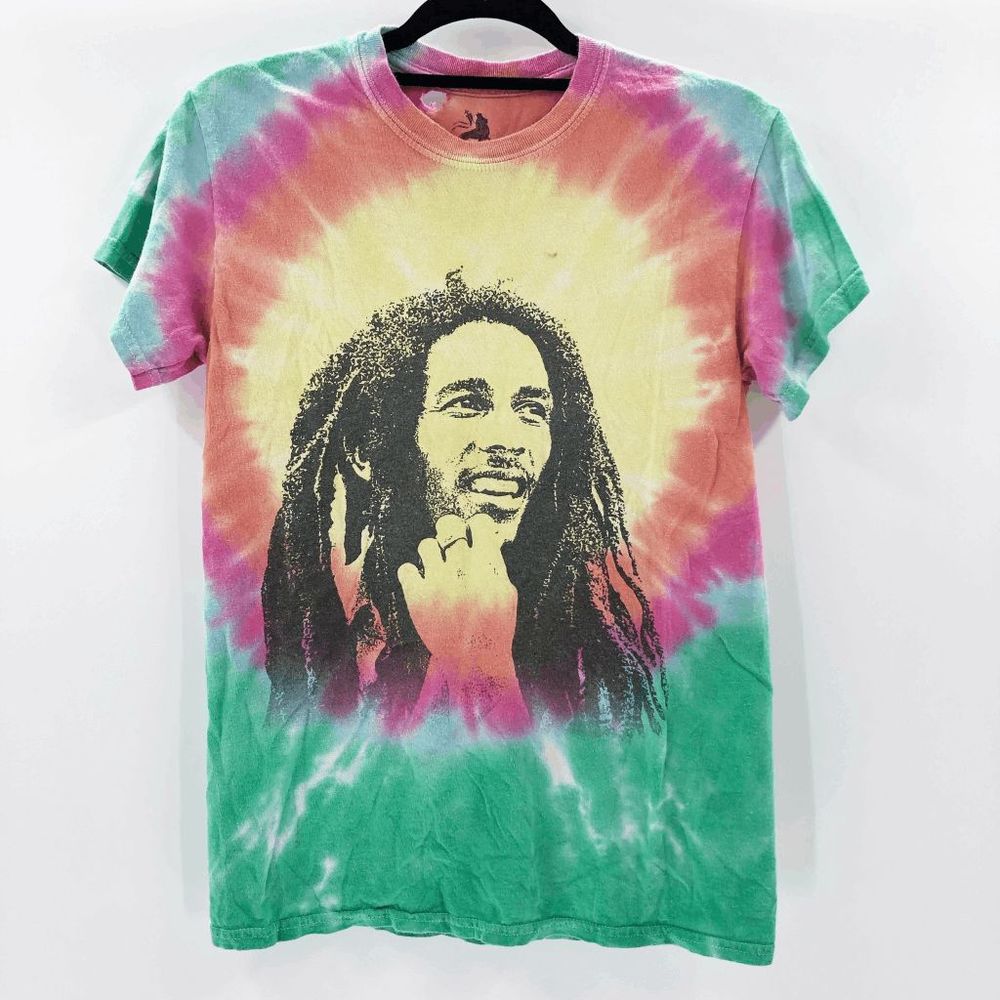 Zion Men's Tie Dye Bob Marley Catch A Fine Concert Tour 1973 T Shirt Size S